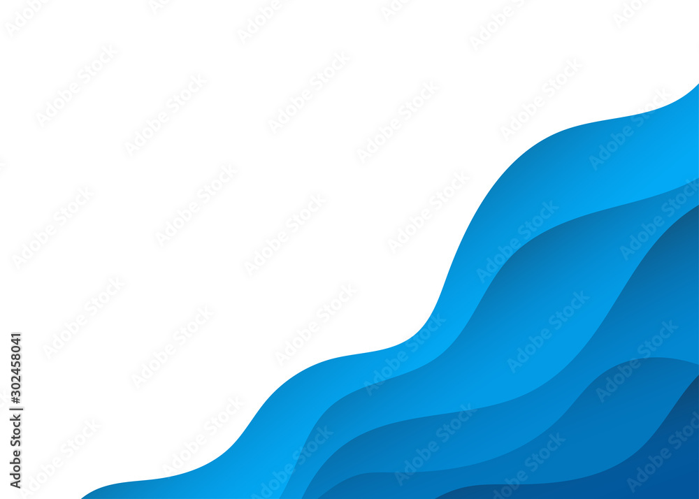 Wall mural blue alternating wave bottom right corner abstract vector background