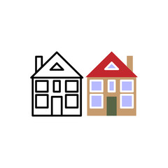 Home icon, logo. Isolated vector illustration. Real estate emblem