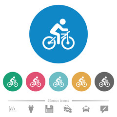 Fototapeta premium Bicycle with rider flat round icons