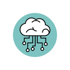 Digital cloud computing icon block design