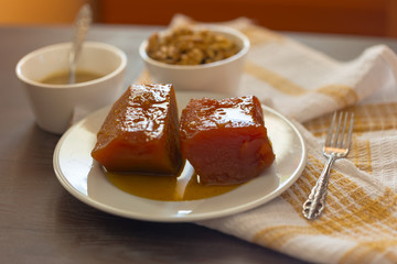 pumpkin dessert of traditional Turkish sweets