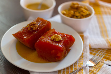 pumpkin dessert of traditional Turkish sweets