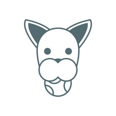 cute little dog boxer head with ball line style icon