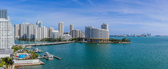 Panoramic, Miami, Florida skyline on beautiful morning