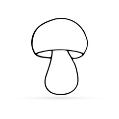 doodle mushroom icon, vegetable healthy food, kids hand drawing, vector illustration