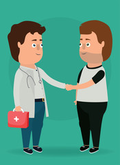 Fototapeta premium Vector illustration. Doctor examining patient.