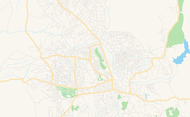 Fototapeta na wymiar Printable street map of Mzuzu, Malawi