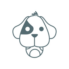 cute little dachshund head with ball dog line style icon
