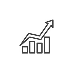 Growing bars chart line icon. Infographic linear style sign for mobile concept and web design. Graph statistics arrow outline vector icon. Symbol, logo illustration. Finance diagram vector graphics