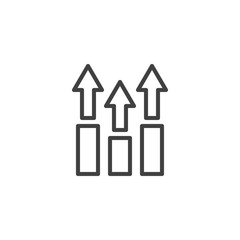 Growing bars arrows line icon. linear style sign for mobile concept and web design. Financial graph outline vector icon. Symbol, logo illustration. Statistic diagram vector graphics