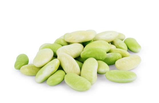 Young beans on a white background