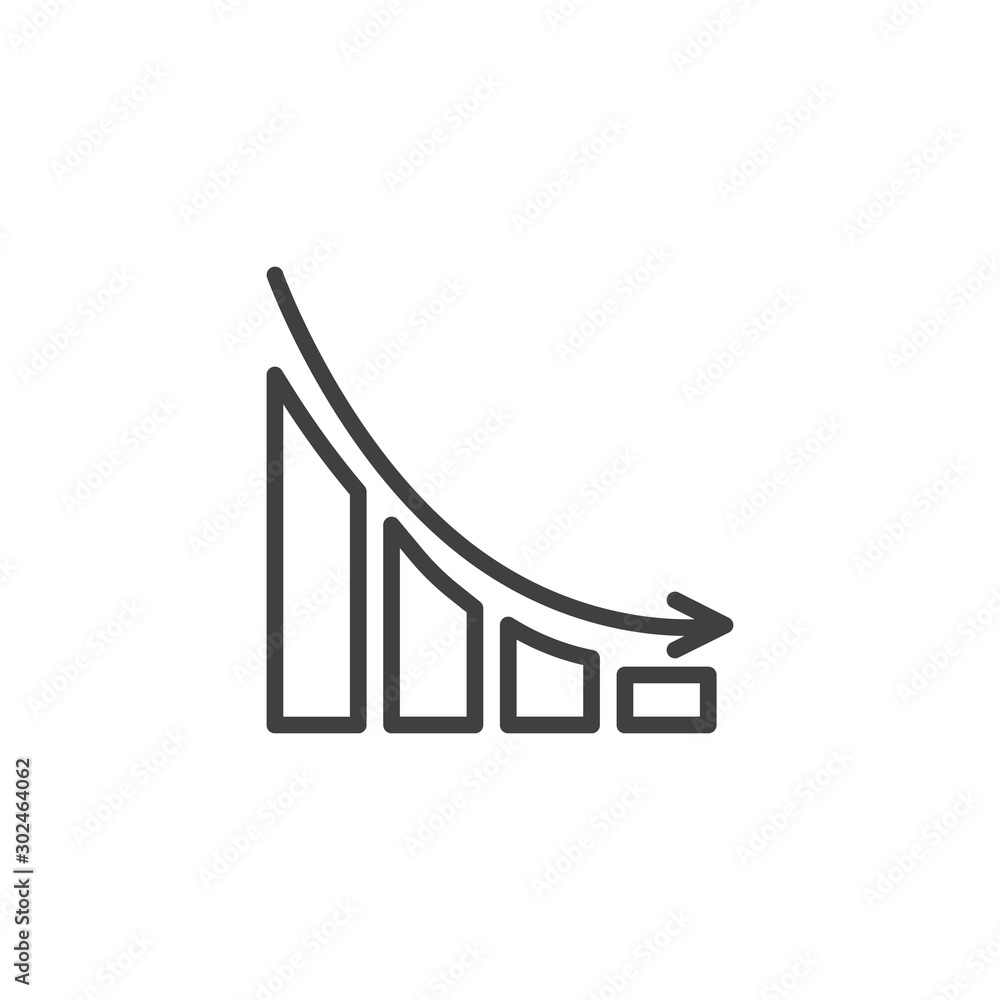 Poster business decline graph line icon. decrease diagram linear style sign for mobile concept and web desi