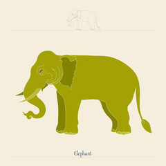 Line Thai of an elephant in Himmapan forest