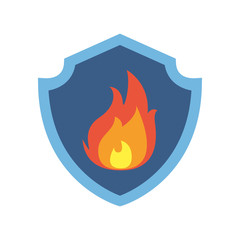 shield with fire flame flat style icon