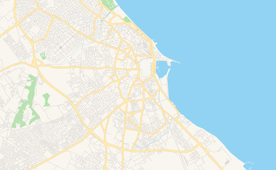 Printable street map of Sousse, Tunisia