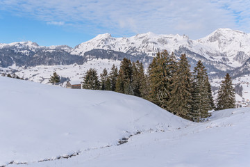 Verschneite Winterlandschaft in den Schweizer Alpen