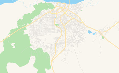 Printable street map of Ziguinchor, Senegal