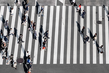 Obraz premium Zebra crossing Ginza street crowd walk on crosswalk Tokyo Japan