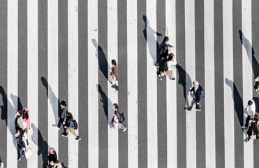 Zebra crossing Ginza street crowd walk on crosswalk Tokyo Japan
