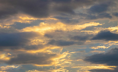 Close up view of a colorful sunst sky