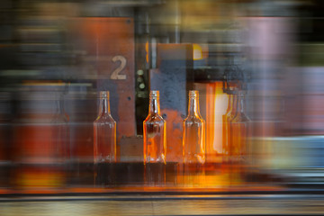 Background blurred glass bottle production