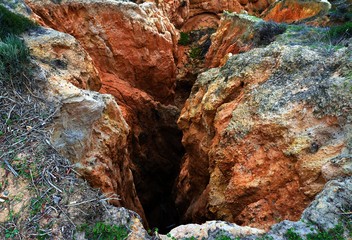 Fototapeta na wymiar hole in soil caused by erosion