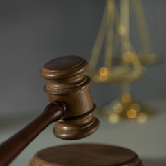 Judge mallet with law books and scales of justice. concept of justice, legal, jurisprudence. 