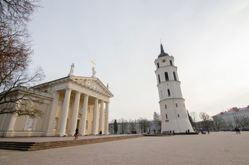 Cathedral Basilica Of St. Stanislaus And St. Vladislav On Cathedral Square.Vilnius, Lithuania.February, 2019