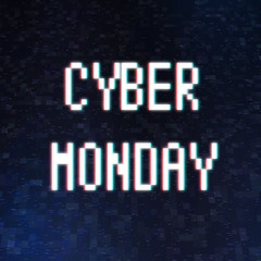 Obraz premium Cyber monday inscription in pixel style over dark background