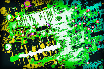 Circuit Board Multicolored Vignette Background