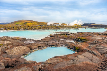 Fototapeta na wymiar Geothermal power station at Blue lagoon Iceland. Popular tourist attraction
