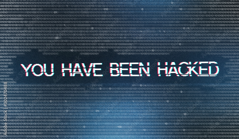 Leinwandbilder you have been hacked inscription over binary code digits background