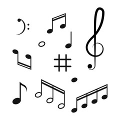 Musical design element,music notes,symbols,vector illustration. - Vector