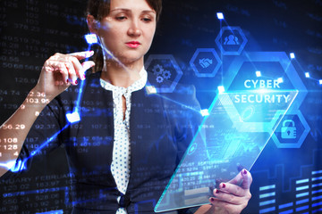 Business, Technology, Internet and network concept. Young businessman working on a virtual screen...