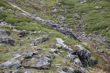 Fototapeta na wymiar Wandern in Norwegen, Landschaft um den Trollstigen, Andalsnes
