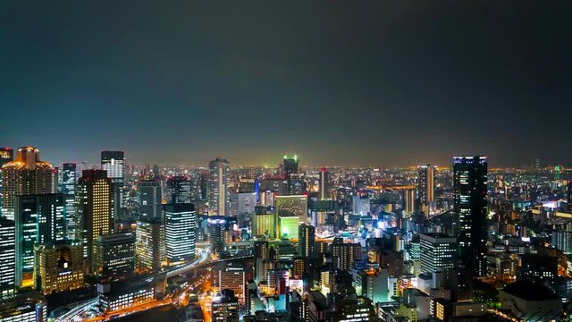 timelapse Osaka City Skyline in Japan