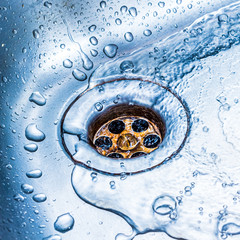 water running down the sink