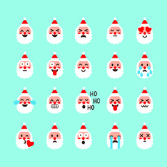 Vector set of Santa Claus Emoticons. Santa Claus Emoji.
