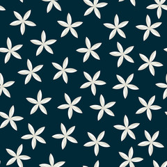 Seamless flowers pattern, blue and white floral decoration