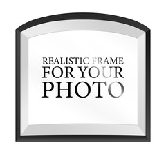 Black Realistic photo frame template isolated on white background. Graphic Resource vector illustration, blank picture for gallery, text, empty mockup, interior, simple image object