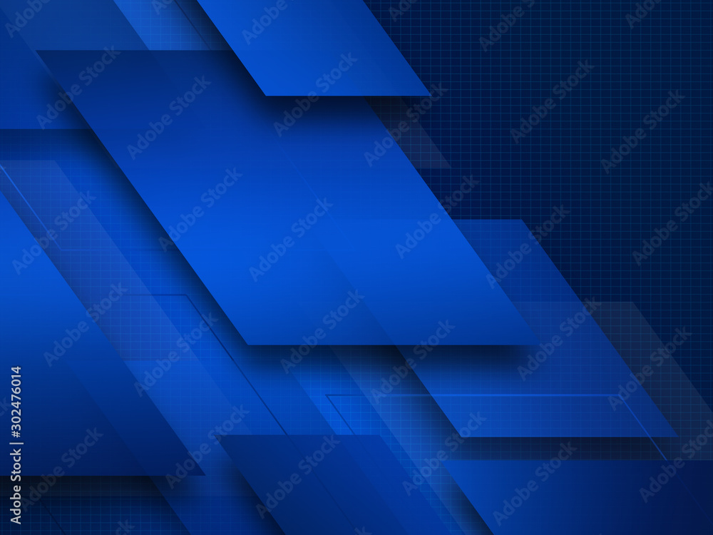 Fototapete modern blue background overlap paper with blank space for your text