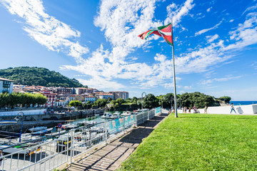 MUNDACA, SPAIN - 12 AUGUST,2017: this town is located in the coast at the mouth of the Urdaibai Ria in the Bay of Biscay