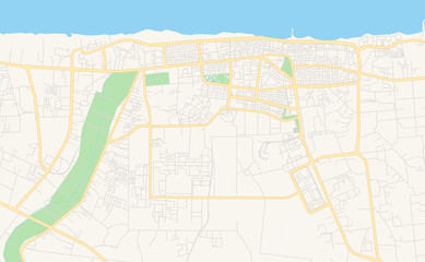 Fototapeta na wymiar Printable street map of Sirte, Libya
