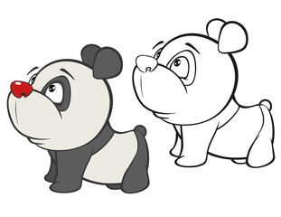 Vector Illustration of a Cute Cartoon Character Panda for you Design and Computer Game. Coloring Book Outline Set  © liusa