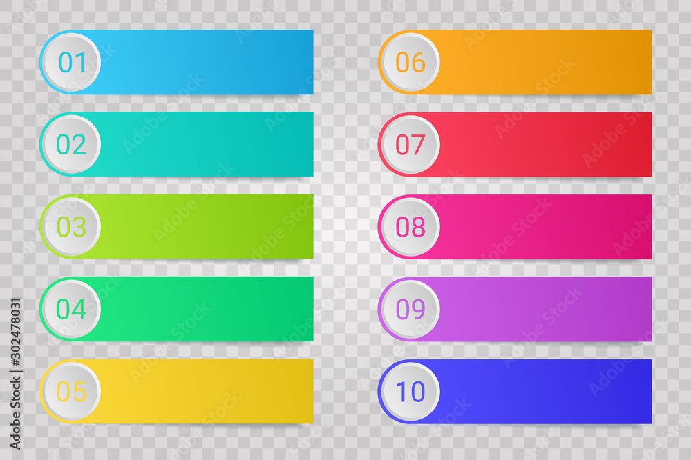 Aufkleber round bullet points with colorful paper stickers and copy space isolated on transparent background.