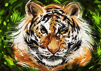 Buntes Porträt eines Tigers, gemalte Kunst. © 2days