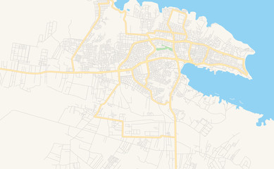 Printable street map of Tobruk, Libya