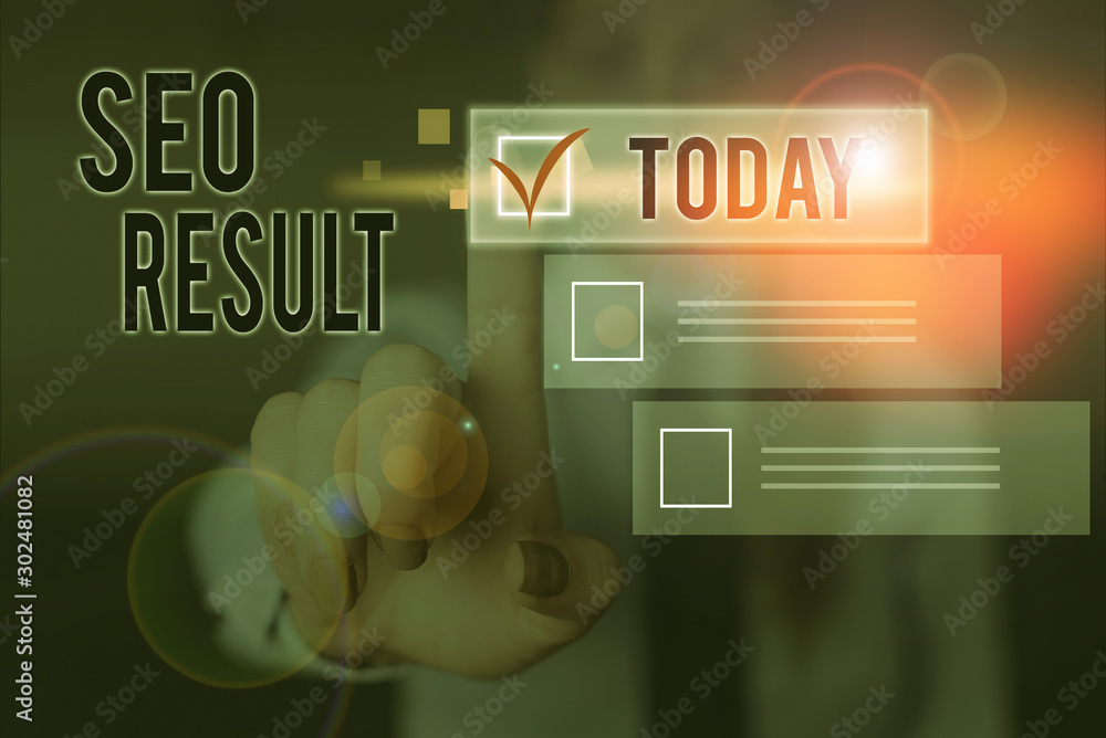 Poster conceptual hand writing showing seo result. concept meaning the list created by search engines in re