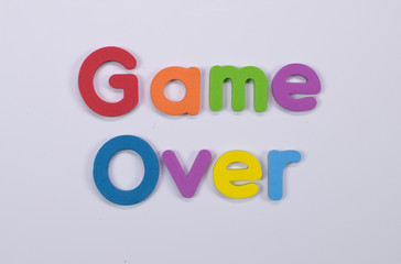 "Game Over" written with color sponge