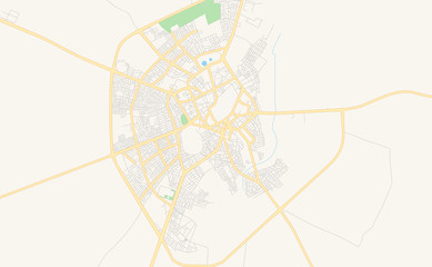 Printable street map of Kairouan, Tunisia
